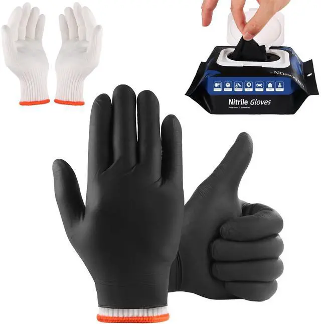 Main image of BBQ Gloves,Disposable BBQ Gloves Heat Resistant Cooking, Black, XLarge