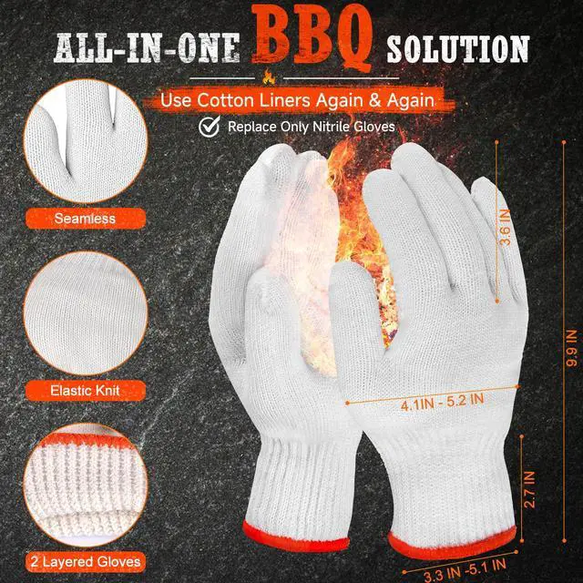 Alt view image 4 of 7 - BBQ Gloves,Disposable BBQ Gloves Heat Resistant Cooking, Black, XLarge