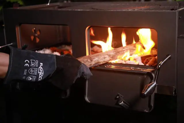 Alt view image 7 of 7 - Fireplace Fire Pit Gloves, 932°F Fireproof Leather, 16in Dark Grey