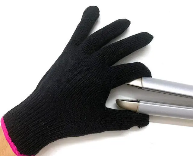 Main image of Professional Heat Resistant Glove for Hair Styling Heat Blocking for Curling, Flat Iron and Curling Wand Suitable for Left and Right Hands, 1 Piece, Pink Edge