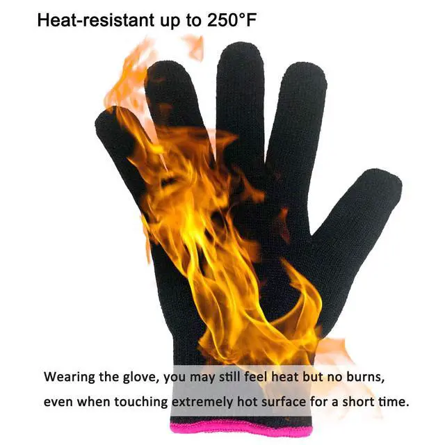 Alt view image 5 of 7 - Professional Heat Resistant Glove for Hair Styling Heat Blocking for Curling, Flat Iron and Curling Wand Suitable for Left and Right Hands, 1 Piece, Pink Edge