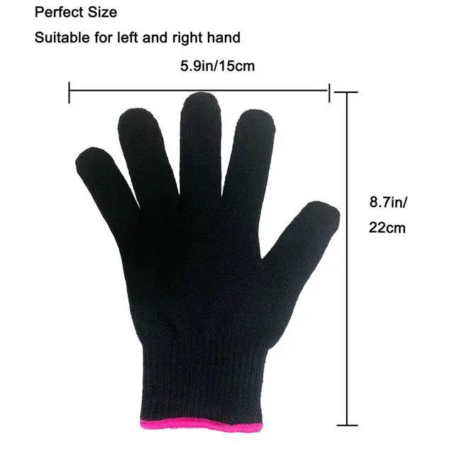 Alt view image 7 of 7 - Professional Heat Resistant Glove for Hair Styling Heat Blocking for Curling, Flat Iron and Curling Wand Suitable for Left and Right Hands, 1 Piece, Pink Edge