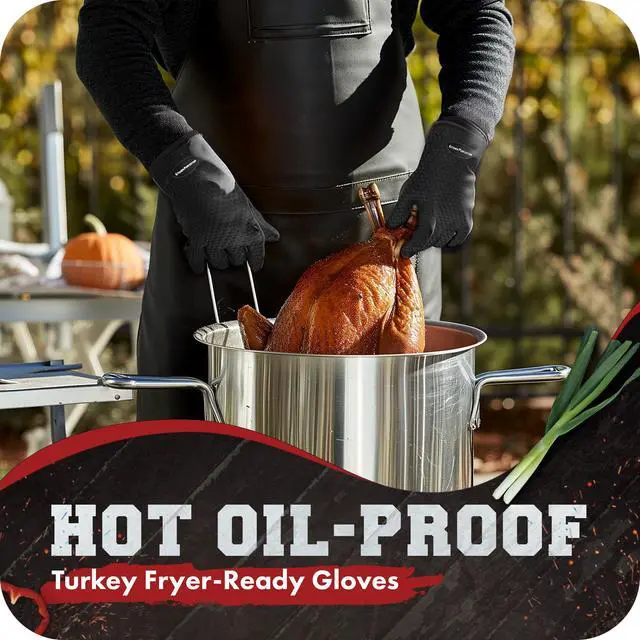 Alt view image 4 of 7 - Silicone Smoker Oven Gloves -Extreme Heat Resistant BBQ Gloves -Handle Hot Food Right on Your Smoker Grill Fryer Pit|Waterproof Oven Mitts Grill Gloves |Superior Value Set+3 Bonuses