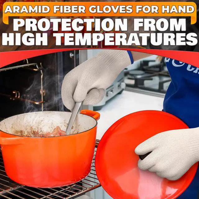 Alt view image 4 of 7 - Heat-Resistant Cooking Gloves for Indoor and Outdoor Use - Gloves for Cooking, Baking, Pot-Holding, Smoker Grill Handling, and So On Kitchen Gloves with 896 Degree Resistance, White, 10215