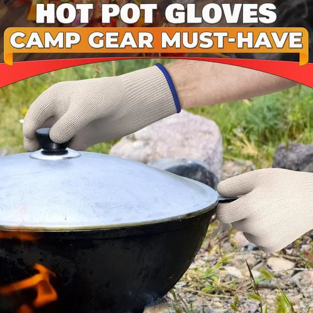 Alt view image 7 of 7 - Heat-Resistant Cooking Gloves for Indoor and Outdoor Use - Gloves for Cooking, Baking, Pot-Holding, Smoker Grill Handling, and So On Kitchen Gloves with 896 Degree Resistance, White, 10215