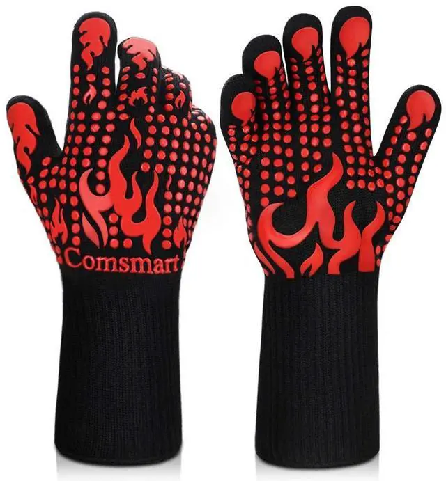 Main image of BBQ Gloves, 1472 Degree F Heat Resistant Grilling Gloves Silicone Non-Slip Oven Gloves Long Kitchen Gloves for Barbecue, Cooking, Baking, Cutting