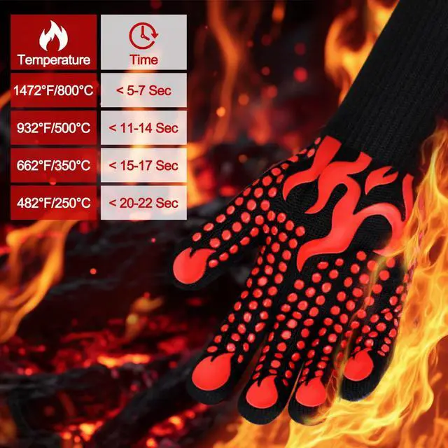 Alt view image 3 of 7 - BBQ Gloves, 1472 Degree F Heat Resistant Grilling Gloves Silicone Non-Slip Oven Gloves Long Kitchen Gloves for Barbecue, Cooking, Baking, Cutting