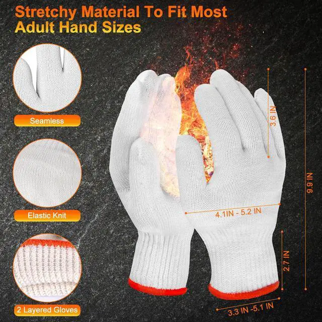 Alt view image 2 of 7 - BBQ Gloves Disposable-Heat Resistant Cooking & Grilling Gloves Set (100 Black Nitrile, 4 Cotton Liners)-10Mil Heavy Duty Meat Handling Smoker Accessories for Hot Food Prep,Non-Slip Grip,Large