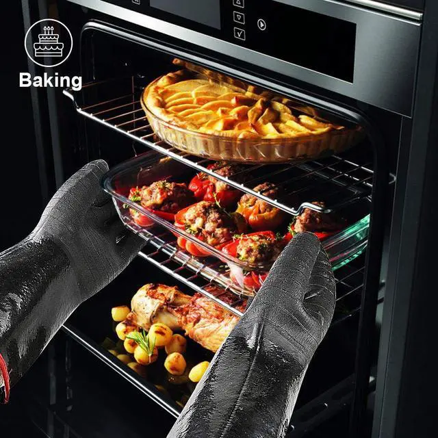 Alt view image 5 of 7 - 932°F Extreme Heat Resistant Gloves for Grill BBQ,Waterproof Long Sleeve Pit Grill Gloves for Fryer, Baking, Oven,Smoker,Fireproof, Oil Resistant Neoprene Coating14-Inch