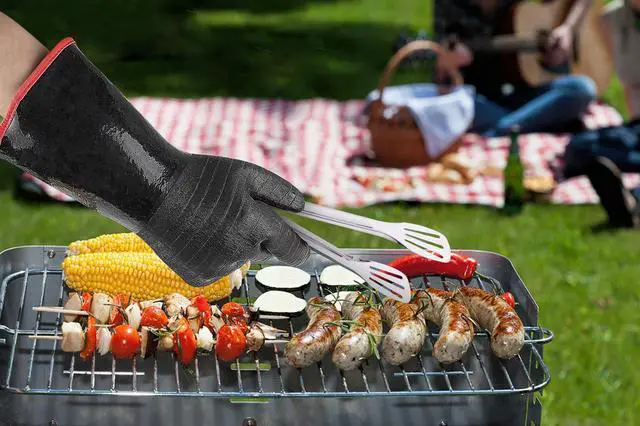 Alt view image 6 of 7 - 932°F Extreme Heat Resistant Gloves for Grill BBQ,Waterproof Long Sleeve Pit Grill Gloves for Fryer, Baking, Oven,Smoker,Fireproof, Oil Resistant Neoprene Coating14-Inch