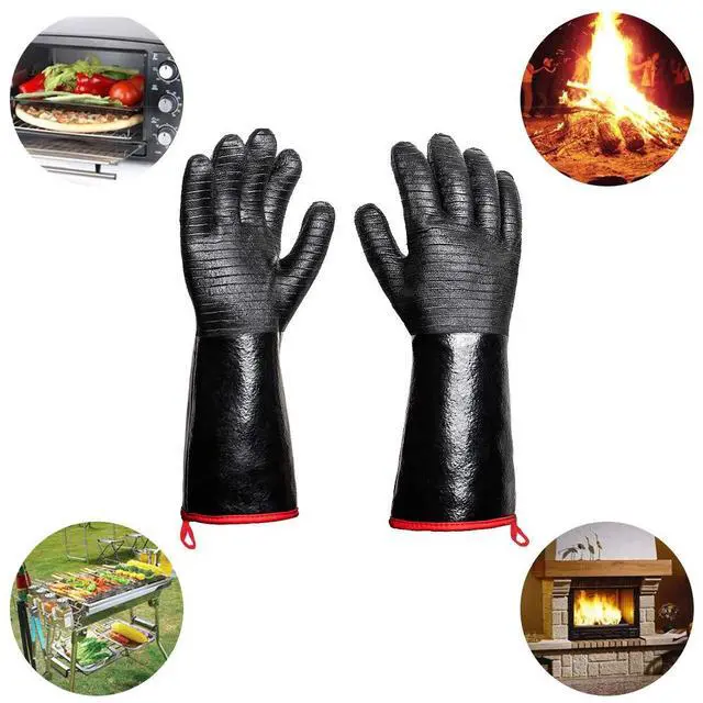 Alt view image 7 of 7 - 932°F Extreme Heat Resistant Gloves for Grill BBQ,Waterproof Long Sleeve Pit Grill Gloves for Fryer, Baking, Oven,Smoker,Fireproof, Oil Resistant Neoprene Coating14-Inch