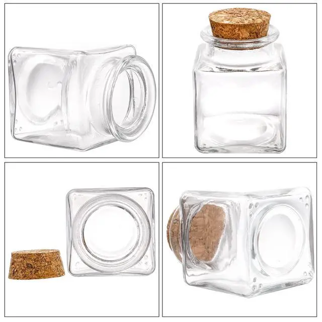 Alt view image 4 of 7 - 20 PCS Glass Favor Jars with Cork Lids, 2 OZ Mini Square Vials Bottles for Herb Storage, Small Spice Containers for Tea, Jelly, Candy, Wedding & Party Favors, DIY Crafts