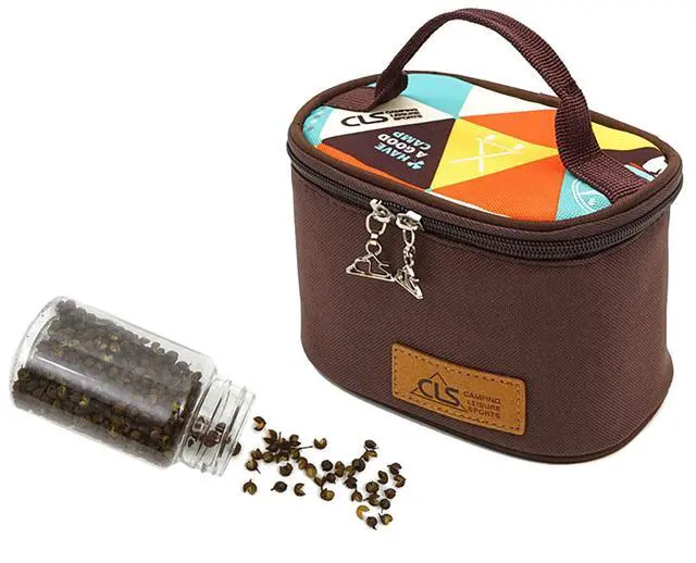 Alt view image 5 of 7 - Camping Seasoning Jar Set,Outdoor Spice Kit,Portable Spice Condiment Dispenser for Backpacking Hiking,Liquid Bottle 3pcs & Powder Bottle 3pcs,600D Encrypted Oxford Cloth Storage Bag-Coffee
