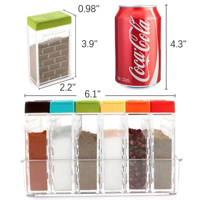 Alt view image 2 of 7 - Spice Containers, Travel Seasoning Jars for Camping, 6 Pack Color