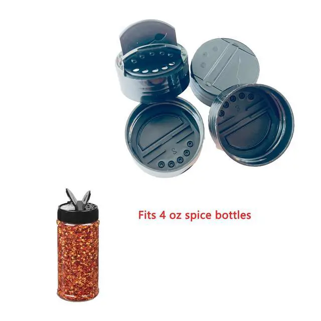 Alt view image 5 of 6 - 10 Pack Spice Jars Cap Replacement 1-5/8 Inch Glass Spice Jars Shaker Lids Tops with Shaker and Pour Options for 4 oz Glass Jar with Spice Labels Round Square 4oz Empty Spice Containers