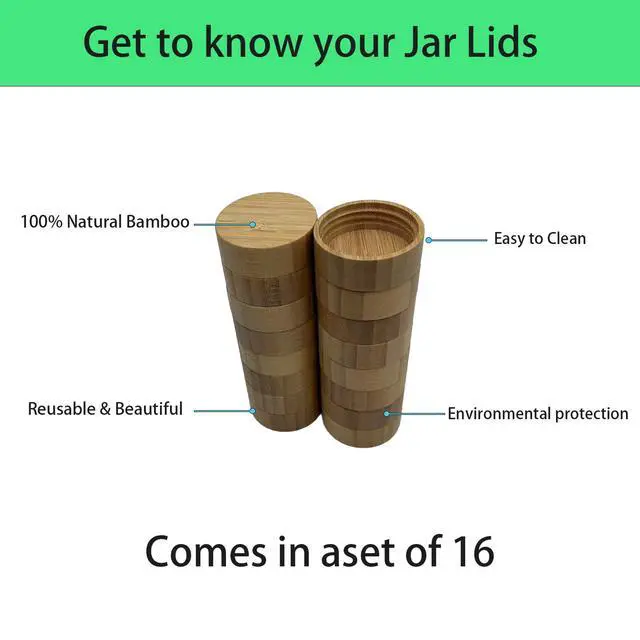 Alt view image 4 of 7 - 16 Pcs Bamboo Spice Jar Lids Fits Square Containers Seasoning Bottle Sealing Lids Fit Only 4 oz and 8 oz (Bamboo)