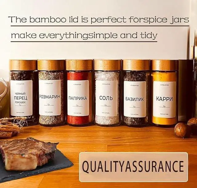Alt view image 6 of 7 - 16 Pcs Bamboo Spice Jar Lids Fits Square Containers Seasoning Bottle Sealing Lids Fit Only 4 oz and 8 oz (Bamboo)