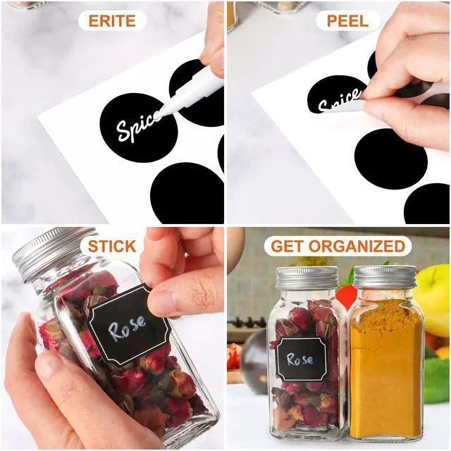 Alt view image 4 of 7 - 16 Pack 6oz Glass Spice Jars with Shaker Lids,Empty Square Spice Containers