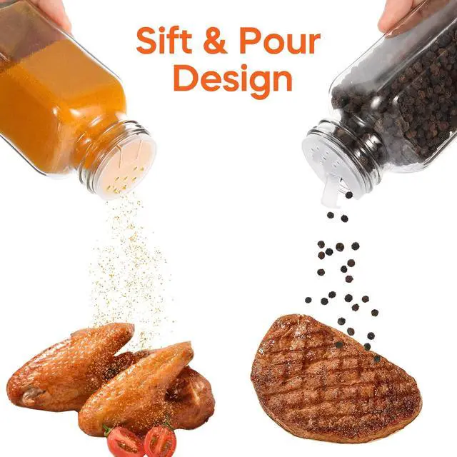 Alt view image 5 of 7 - 16 Pack 6oz Glass Spice Jars with Shaker Lids,Empty Square Spice Containers