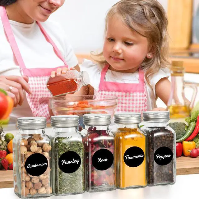 Alt view image 7 of 7 - 16 Pack 6oz Glass Spice Jars with Shaker Lids,Empty Square Spice Containers