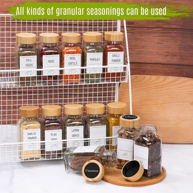 Alt view image 7 of 7 - 16 Pack 6 oz Glass Spice Jars with Bamboo Lids and Spice Labels