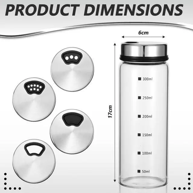 Alt view image 3 of 7 - 4Pcs Salt Pepper Shakers with Adjustable Outlet Holes, 10 oz Clear Glass Shaker Bottles, Salt Shakers for Kitchen, Spice Seasoning Cans for Kitchen Decor Home Restaurant BBQ Camping