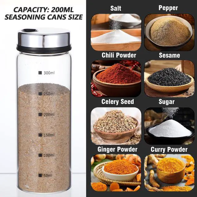 Alt view image 4 of 7 - 4Pcs Salt Pepper Shakers with Adjustable Outlet Holes, 10 oz Clear Glass Shaker Bottles, Salt Shakers for Kitchen, Spice Seasoning Cans for Kitchen Decor Home Restaurant BBQ Camping