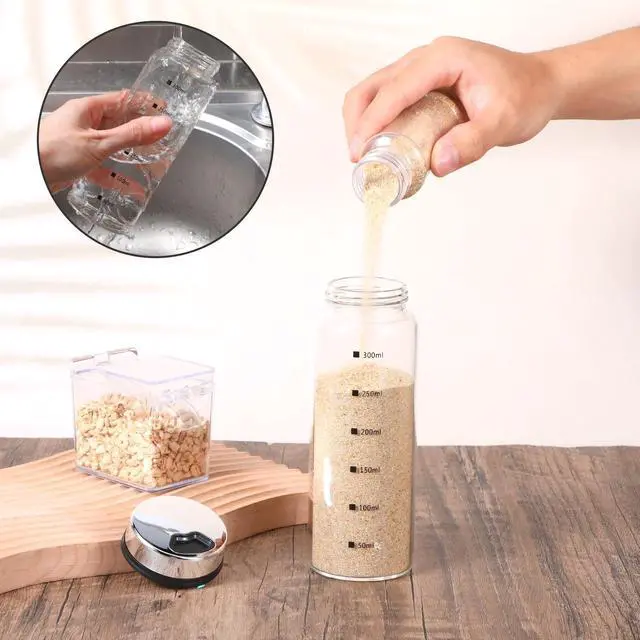 Alt view image 6 of 7 - 4Pcs Salt Pepper Shakers with Adjustable Outlet Holes, 10 oz Clear Glass Shaker Bottles, Salt Shakers for Kitchen, Spice Seasoning Cans for Kitchen Decor Home Restaurant BBQ Camping
