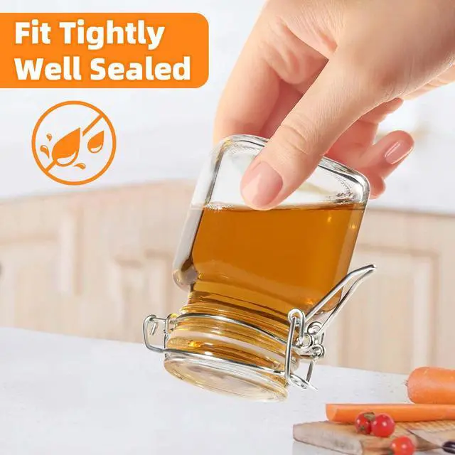Alt view image 4 of 7 - Spice Jars 20 Pack Small 4 oz Glass Jars with Airtight Hinged Lids, Spice Herb Jars with Labels and Silicone Funnels, 4oz Glass Jars with Lids Ideal for Spice Herbs