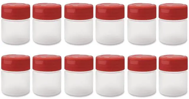 Alt view image 3 of 7 - 1 oz Plastic Spice Jars with Red Flip & Sift Caps 12 Pack Empty Spice Bottles for Herbs, Seasonings, Powders, Camping, Travel, Kitchen, Restaurant Use BPA-Free, Recyclable, Made in USA