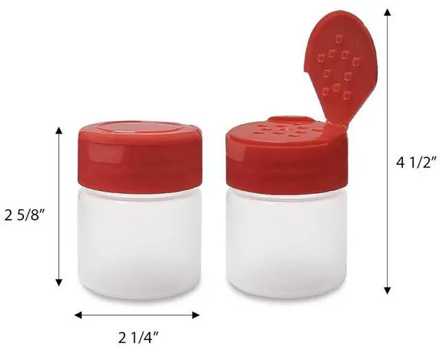 Alt view image 6 of 7 - 1 oz Plastic Spice Jars with Red Flip & Sift Caps 12 Pack Empty Spice Bottles for Herbs, Seasonings, Powders, Camping, Travel, Kitchen, Restaurant Use BPA-Free, Recyclable, Made in USA