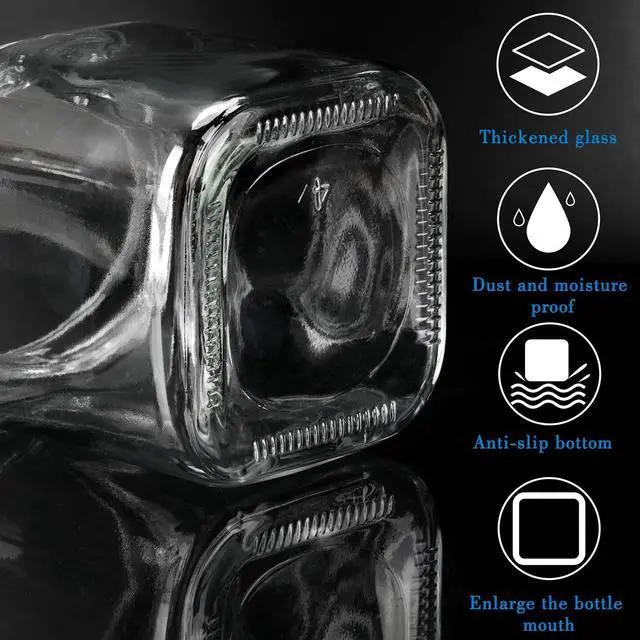 Alt view image 3 of 6 - Condiment Jar Spice Container with Lids and Spoons, 8.6oz Clear Glass Condiment Canisters Pots Seasoning Box Salt Container Sugar Bowl Set of 3 for Kitchen, Containers, Black