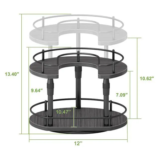 Alt view image 5 of 7 - Lazy-Susan-Spice-Rack -Organizer For Cabinet With Adjustable Height, 12 inch Rotating Seasoning Holder Spice Organization For Pantry, 2-Tier Kitchen Counter Shelf Countertop Organizer