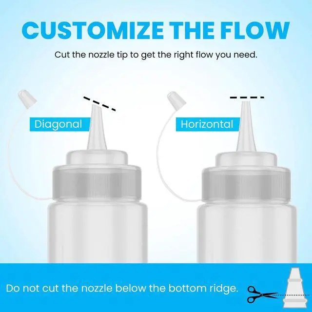 Alt view image 2 of 6 - Squirt Bottles 16oz, 6 Pack BPA-Free Condiment Squeeze Bottles for Sauces, Dressings, Oils, BBQ & Crafts Durable, Leak-Proof, Easy to Fill & Clean