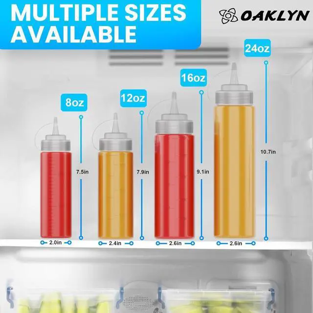 Alt view image 6 of 6 - Squirt Bottles 16oz, 6 Pack BPA-Free Condiment Squeeze Bottles for Sauces, Dressings, Oils, BBQ & Crafts Durable, Leak-Proof, Easy to Fill & Clean