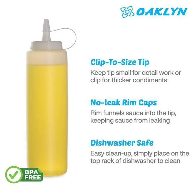 Alt view image 5 of 6 - Squirt Bottles 16oz, 6 Pack BPA-Free Condiment Squeeze Bottles for Sauces, Dressings, Oils, BBQ & Crafts Durable, Leak-Proof, Easy to Fill & Clean