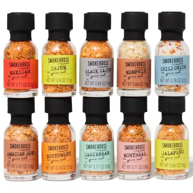 Alt view image 2 of 7 - by Thoughtfully, Gourmet Grilling Spice Set in Mini Glass Bottles, Vegan and Vegetarian, Grill Seasoning Flavors Include Caribbean, Jamaican Jerk, Jalapeno, Montreal and More, Pack of 10