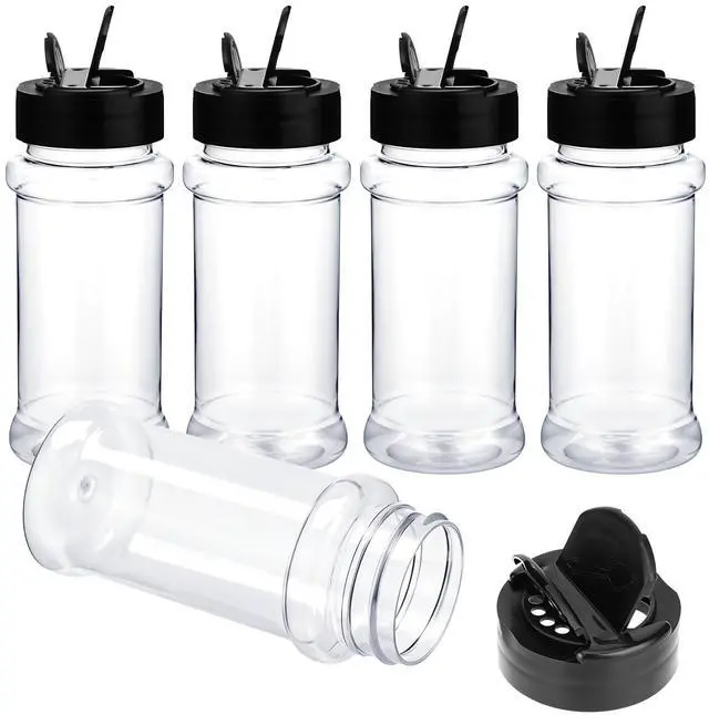 Main image of 5 PCS Empty Spice Jars 3oz with Shaker Lids Plastic Seasoning Containers Clear Seasoning Bottles to Pour or Shake for Spice, Powders, Peppers, Salt for Spice Rack, Drawer, Cabinet