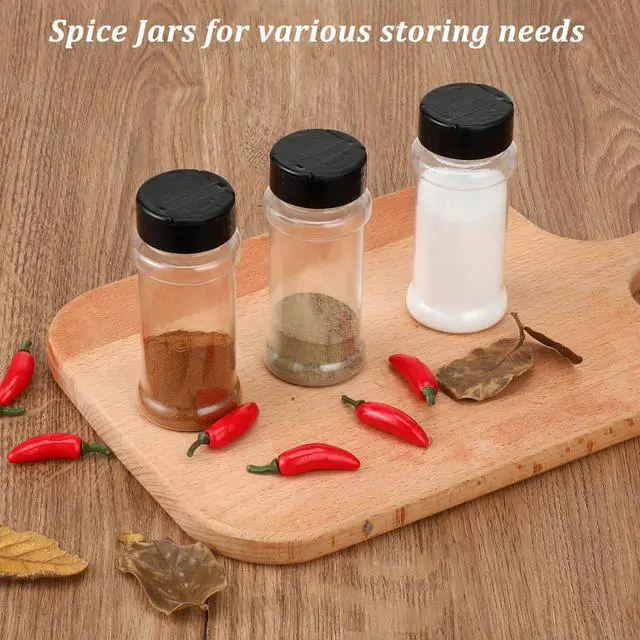 Alt view image 3 of 7 - 5 PCS Empty Spice Jars 3oz with Shaker Lids Plastic Seasoning Containers Clear Seasoning Bottles to Pour or Shake for Spice, Powders, Peppers, Salt for Spice Rack, Drawer, Cabinet