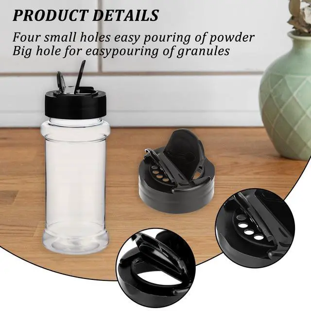 Alt view image 4 of 7 - 5 PCS Empty Spice Jars 3oz with Shaker Lids Plastic Seasoning Containers Clear Seasoning Bottles to Pour or Shake for Spice, Powders, Peppers, Salt for Spice Rack, Drawer, Cabinet
