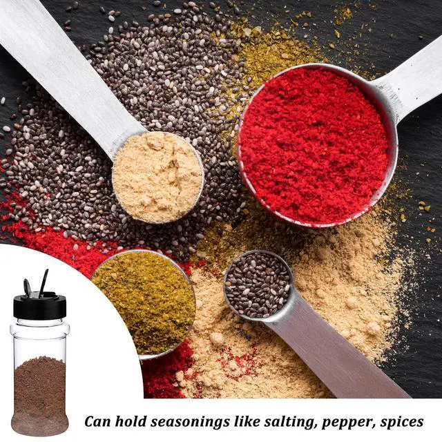 Alt view image 6 of 7 - 5 PCS Empty Spice Jars 3oz with Shaker Lids Plastic Seasoning Containers Clear Seasoning Bottles to Pour or Shake for Spice, Powders, Peppers, Salt for Spice Rack, Drawer, Cabinet