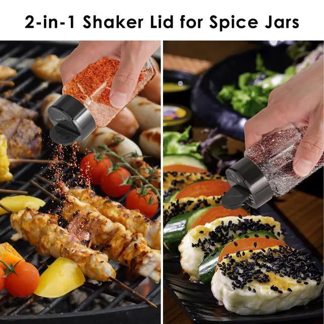 Alt view image 5 of 7 - 12 Pack Glass Spice Jars with Labels, 4oz Spices Containers Spice Jars with Black Shaker Lids, Empty Containers for Spice, Silicone Funnel and Pen Included