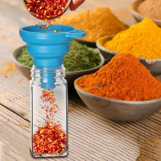 Alt view image 7 of 7 - 12 Pack Glass Spice Jars with Labels, 4oz Spices Containers Spice Jars with Black Shaker Lids, Empty Containers for Spice, Silicone Funnel and Pen Included