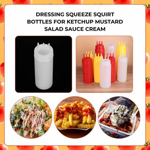 Alt view image 4 of 7 - 3pcs Seasoning Bottles - 3 Hole Squeeze for Ketchup, Mustard, Dressing, Salad or Sauce (16oz, White)