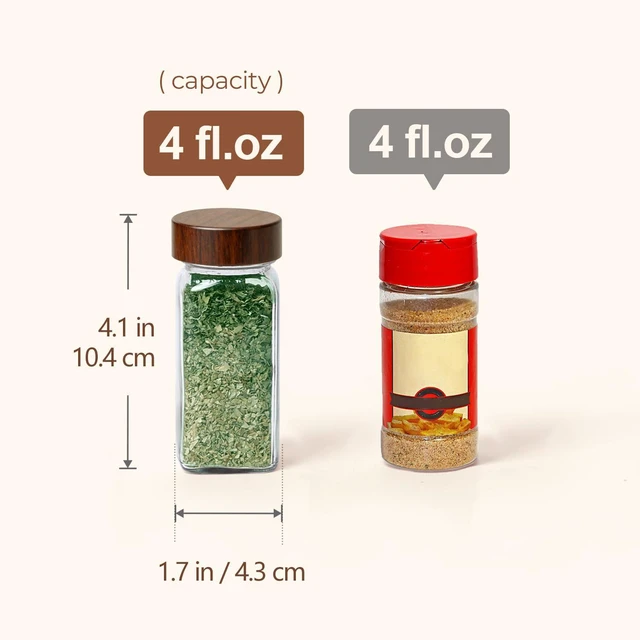 Alt view image 3 of 7 - 24Pcs (4Oz) Glass Spice Jars with Label, Airtight Seasoning Containers with Lid for Home Cooks to Organizing Herbs, Sugar, Pepper, Salt, Glass Spice Bottles Organize Cabinet & Drawer