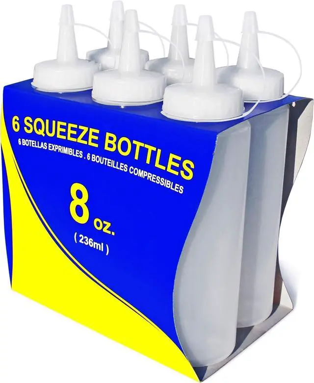 Main image of Squeeze Bottles, Plastic, 8 oz, Clear, Pack of 6