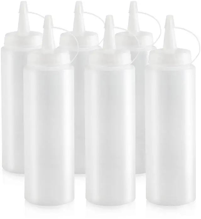 Alt view image 2 of 7 - Squeeze Bottles, Plastic, 8 oz, Clear, Pack of 6