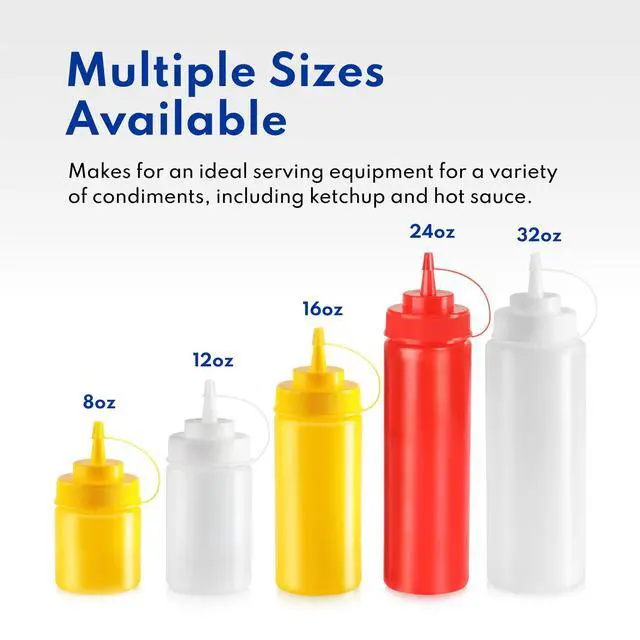 Alt view image 6 of 7 - 32 oz Clear Squeeze Bottle, Wide Mouth, Pack of 6