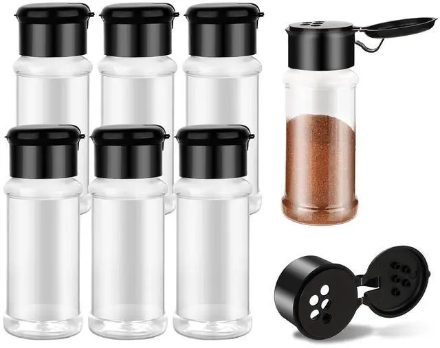 Main image of 6 Pcs Plastic Spice Jars with Shaker Lids, 3 oz Seasoning Containers, Round Empty Spice Bottles Storage Clear Seasoning Bottles Storage Spice, Peppers, Salt for Spice Rack, Drawer, Cabinet