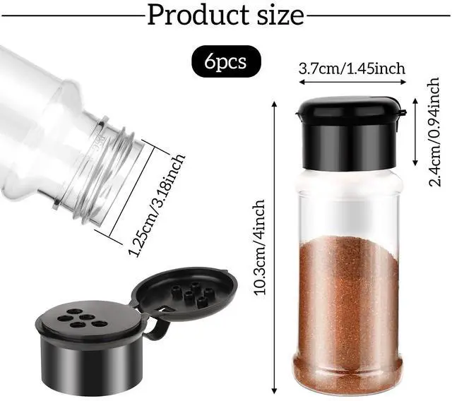 Alt view image 2 of 7 - 6 Pcs Plastic Spice Jars with Shaker Lids, 3 oz Seasoning Containers, Round Empty Spice Bottles Storage Clear Seasoning Bottles Storage Spice, Peppers, Salt for Spice Rack, Drawer, Cabinet
